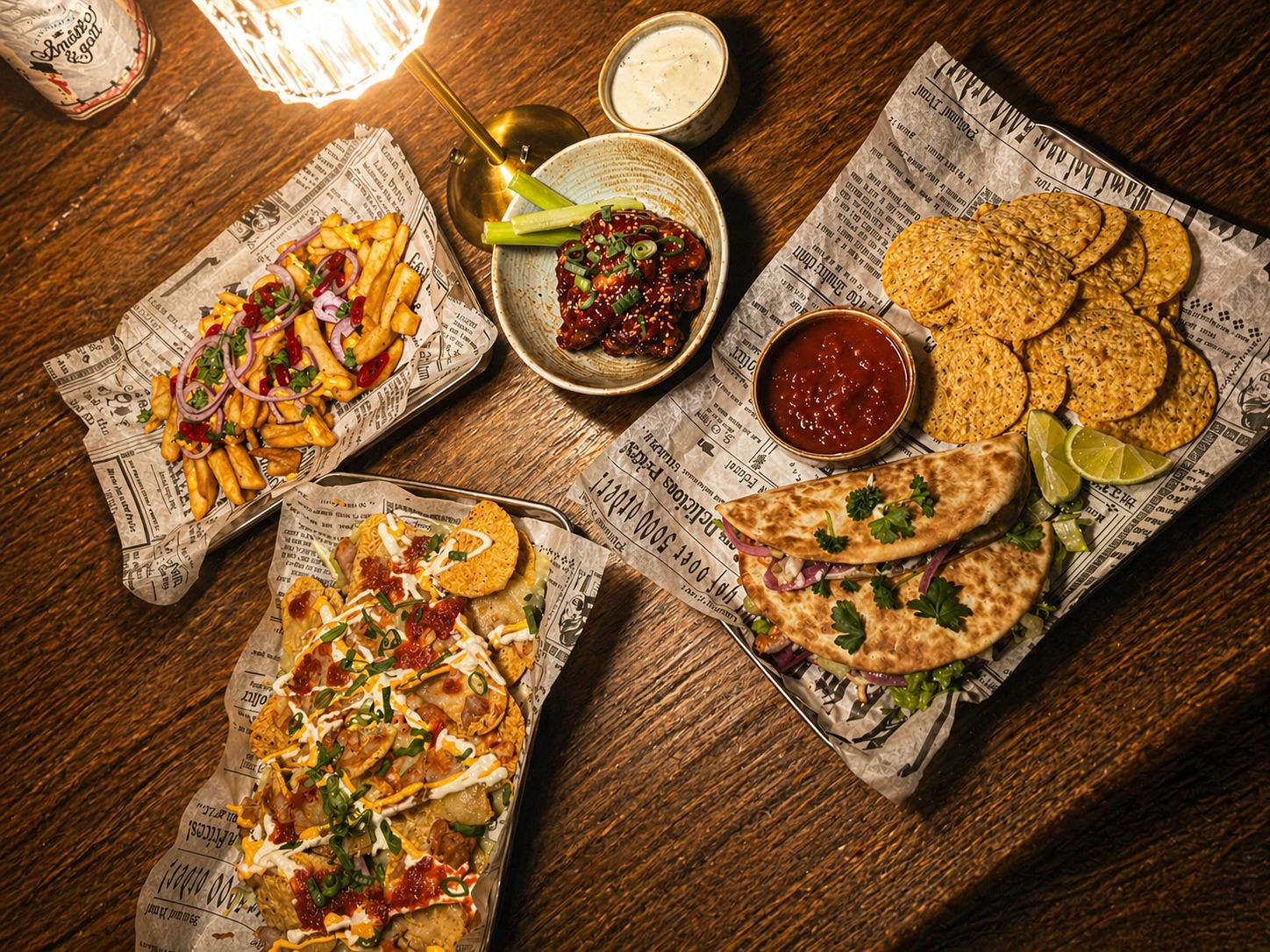 Indian street food platter med smakrika rätter