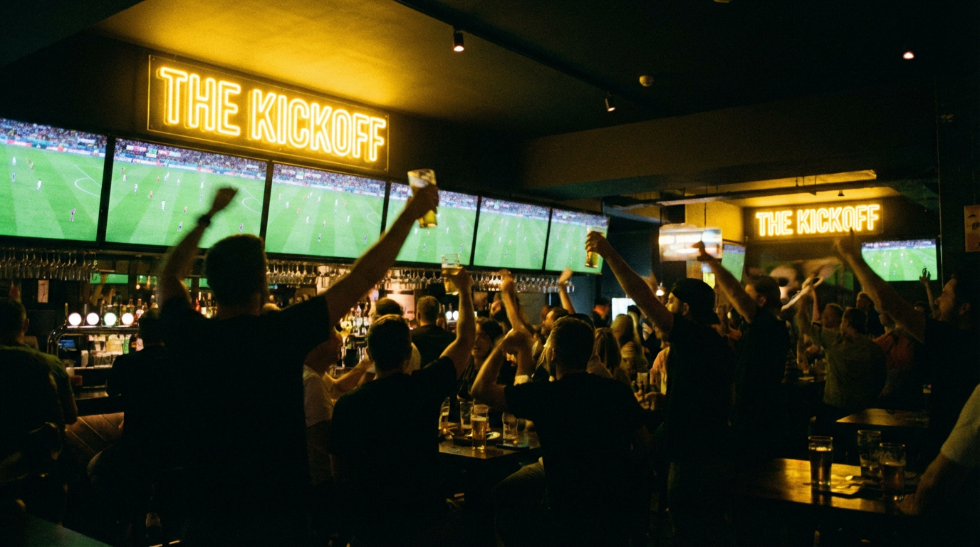 Friends watching sports on big screens at Desperados
